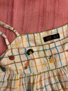 Cute Embroidered Checked Dress