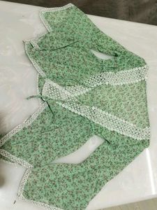 Sheer Floral top with Lace Trim