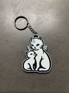 Cute Cat Mom and daughter Keychain