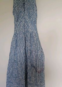 Blue Striped Sleeveless Midi Dress