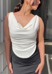 White Cowl Neck Top