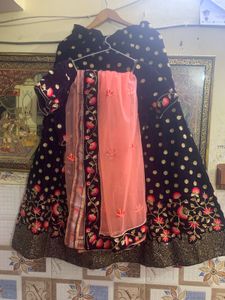 Elegant Black Velvet Lehenga Choli