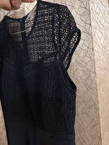 H&amp;M Navy Lace Detail A-line Dress