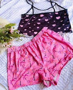 Cute Heart &amp; Palm Tree Pajama Set