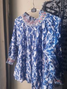 Blue &amp; White Print Blouse 2016