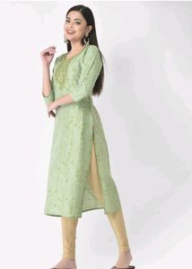 Women Self Design Pure Silk Straight Kurta