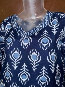 Navy Blue Printed Kurta Set with Dupatta