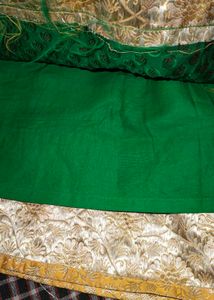 Green &amp; Yellow Pattu-Pavadai Set 5-6years