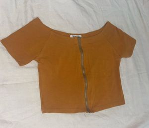 Off-Shoulder Zip Top