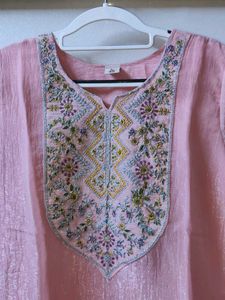Pink Embroidered Festive Kurta Set