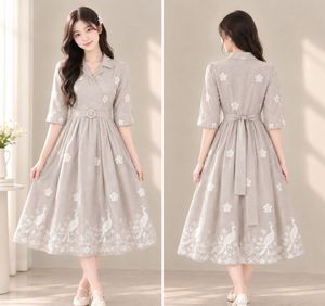 Elegant Peacock Embroidered Midi Dress
