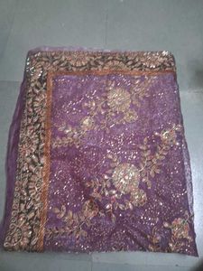Exquisite Purple Embroidered Saree