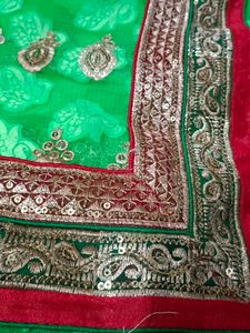 parrot green saree