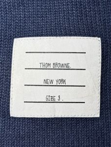 THOM BROWNE Navy Blue Stripes Polo Shirt