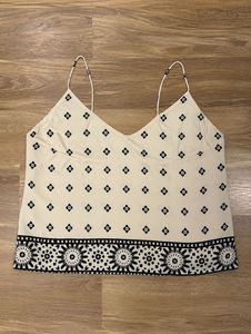 Cream Cami Top with Black Print.100% original prod