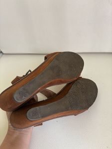 Brown Suede Wedge Sandals