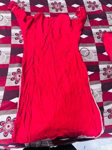 Red Embroidered Kurta Set with Palazzo