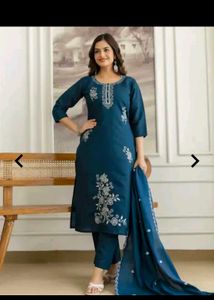 Elegant Teal Embroidered Kurta Set