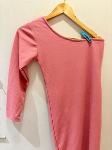 Chic One-Shoulder Pink Dress