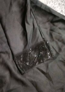 Black Abaya Dress with Sequin Detail
