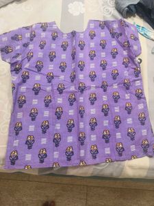 Purple Floral Print Cotton Blouse