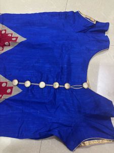 Royal Blue Chevron Print Kurti with Elegan