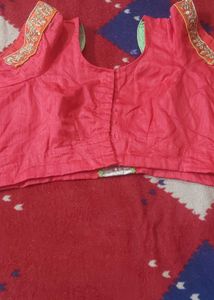 red and  pink double tonned saree