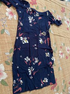 beautiful blue printed suit and umbrella plazo.. it has margin also .. plazo has elastic