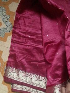 Maroon Silk Saree with Blouse