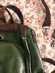 Stylish 2-in-1 Convertible Green Backpack ToteBag