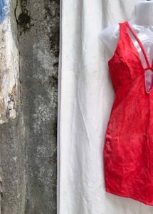 I. Red Cut-Out Mini Dress