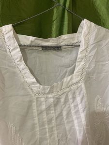 White Embroidered Tunic Top
