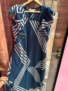 Stylish Blue &amp; White Printed Dress