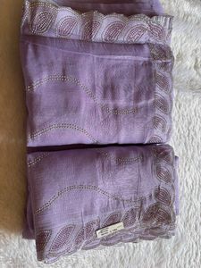Elegant Lavender Embellished Saree❤️