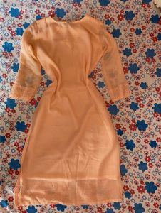 Peach Kurta with Sheer Sleeves