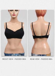 Black Padded Bra - Front & Rear View