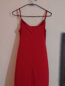 Red Spaghetti Strap Midi Dress