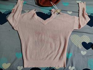Pink Shoulder Long Sleeve Top