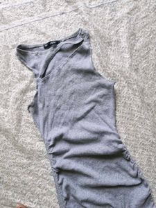 Grey Ruched Cut-out Bodycon Dress