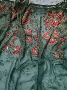 Embroidered Green Saree with Sequins