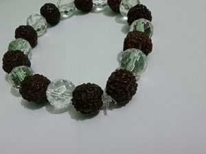 Rudraksha &amp; clear quartz Crystal Bracelet