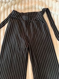 stretchable Chic Striped Wide-Leg Pants