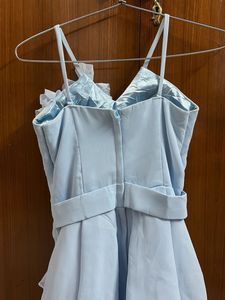 Sky Blue Tiered Dress with Flower Detail