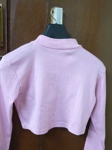 Pink Cropped Mock Neck Top