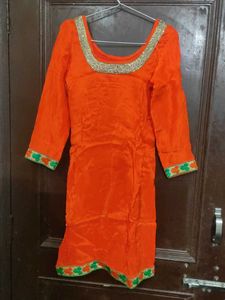 get free green paranda Orange Salwar Kameez