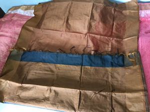 NewHandwoven SilkPlaidFabricSaree-Black&amp;Mustard-E
