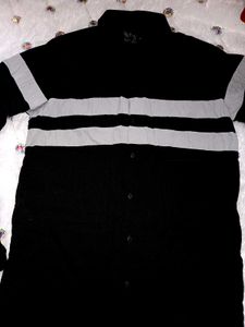Men's Black &amp; Grey Striped Shirt