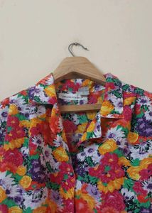 Colorful Floral Print Button-Up Shirt