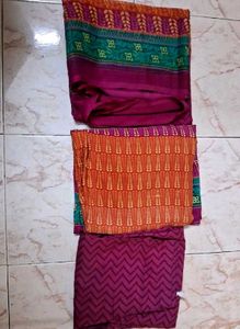 Pure Cotton Orange pink Ethnic Kurti 3pcs set
