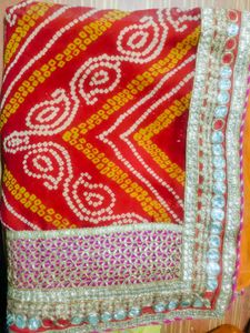 Vibrant Orange and Red Saree